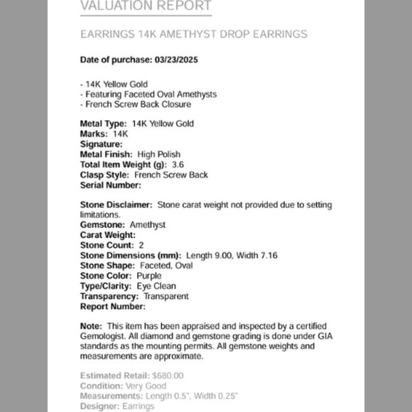 14k Gold More than a carat and a half each of Amethyst earrings - Picture 7 of 7